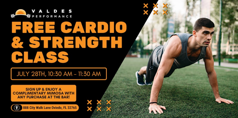 FREE Cardio Strength Class with Valdes Performance   Oviedo on the Park Tickets Sun Jul 28 2024 a 768x383