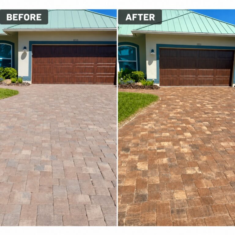 Scott McDonald Painting Paver Driveway Before After under 2MB 768x768